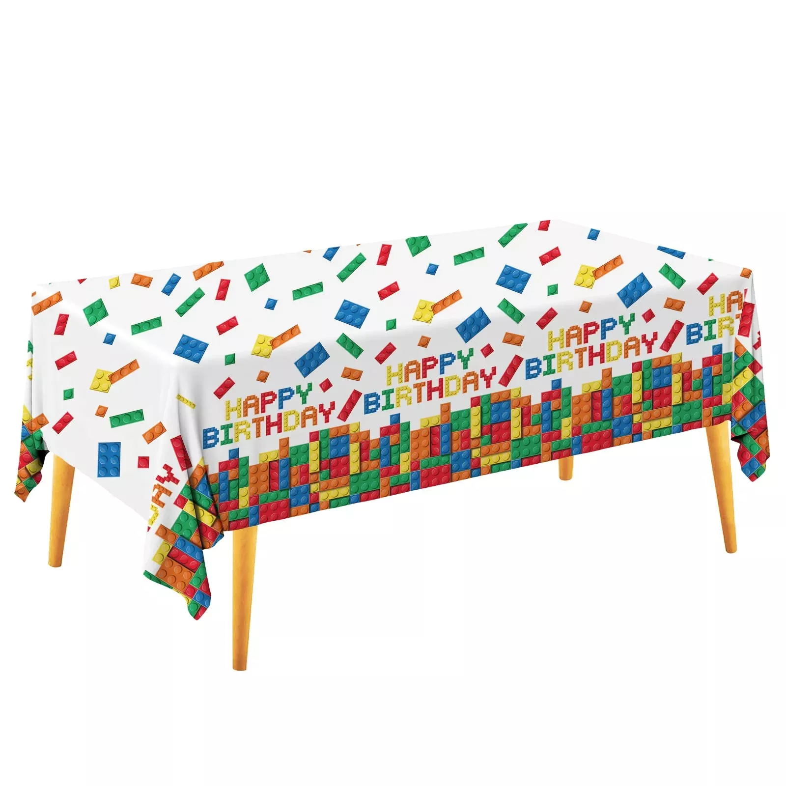 Gatherfun Cartoon Story Tablecloth Building Block 54"x108" Blue Sky