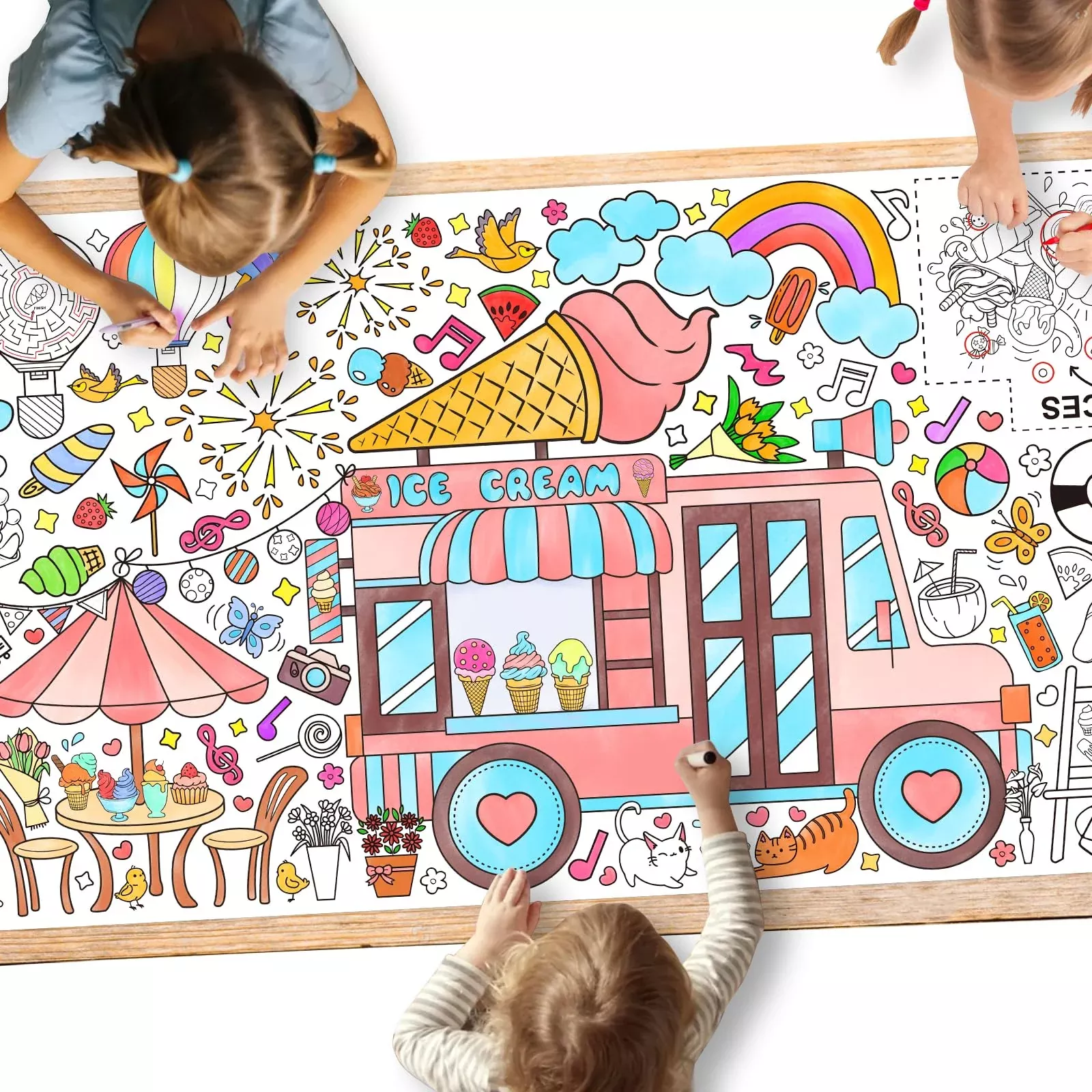 Gatherfun Giant Coloring Tablecloth for Classroom, 72"x31.5", White
