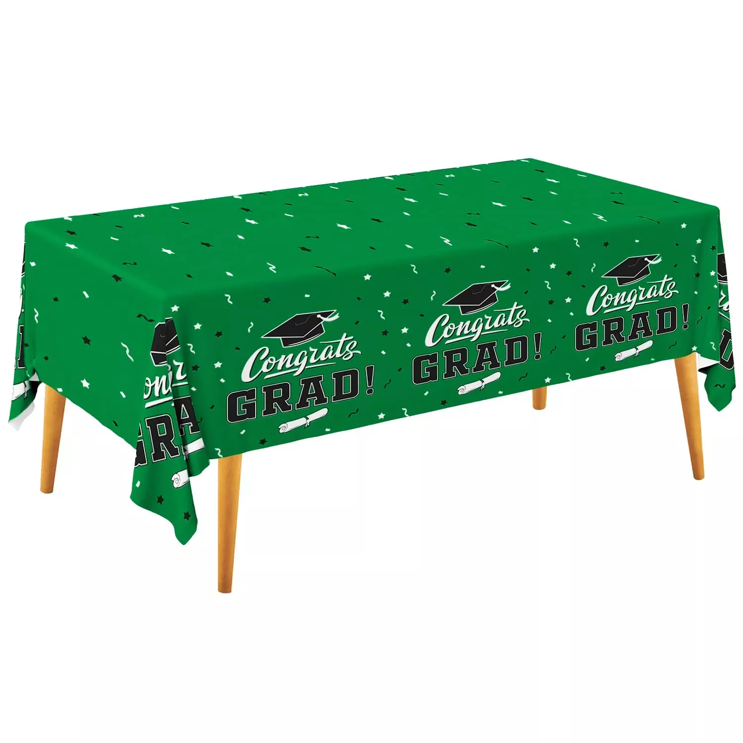 Gatherfun Graduation Table Cover, Green, 54"x108", Pack of 3