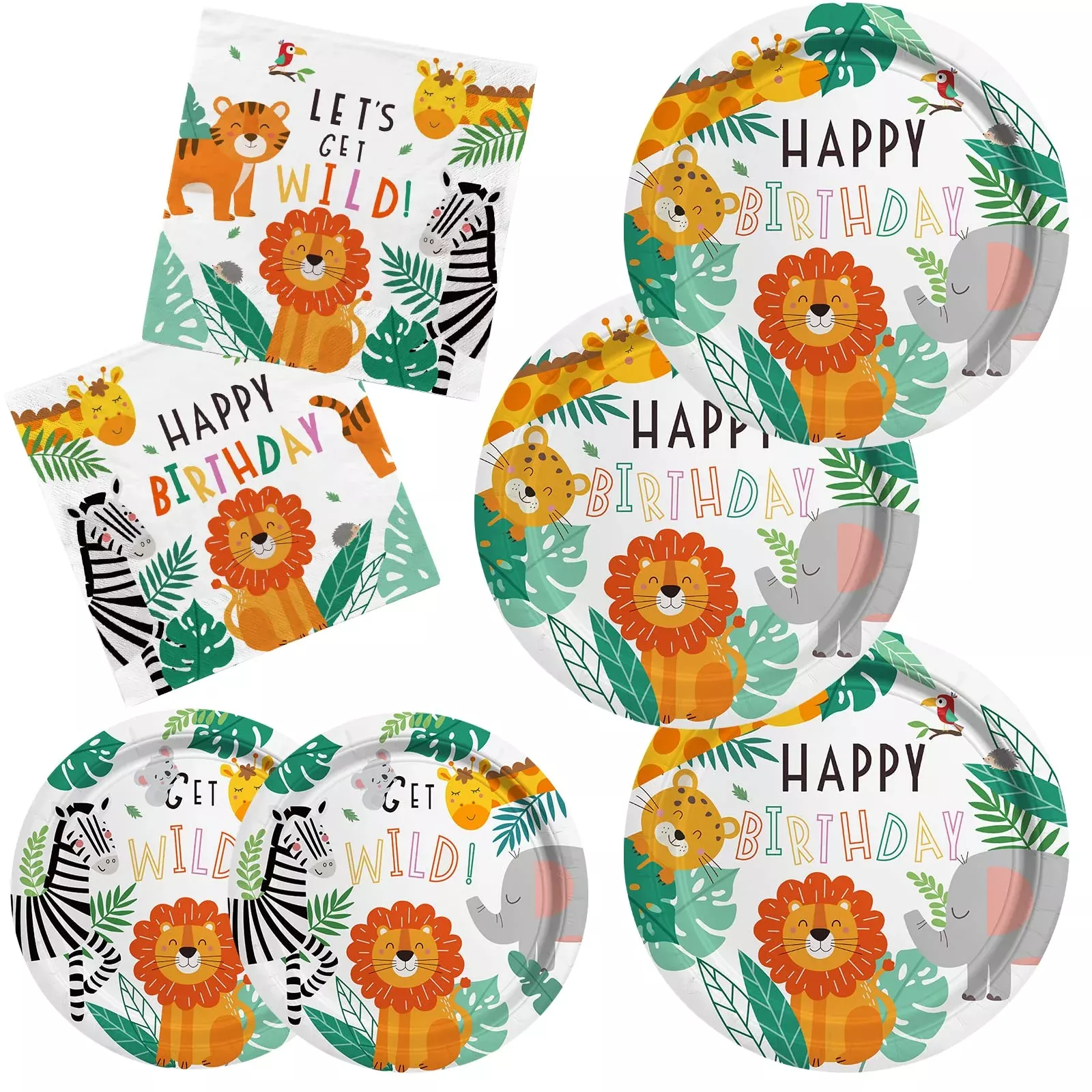 Gatherfun Safari Party Tableware Set, Multicolor, 150 Pieces