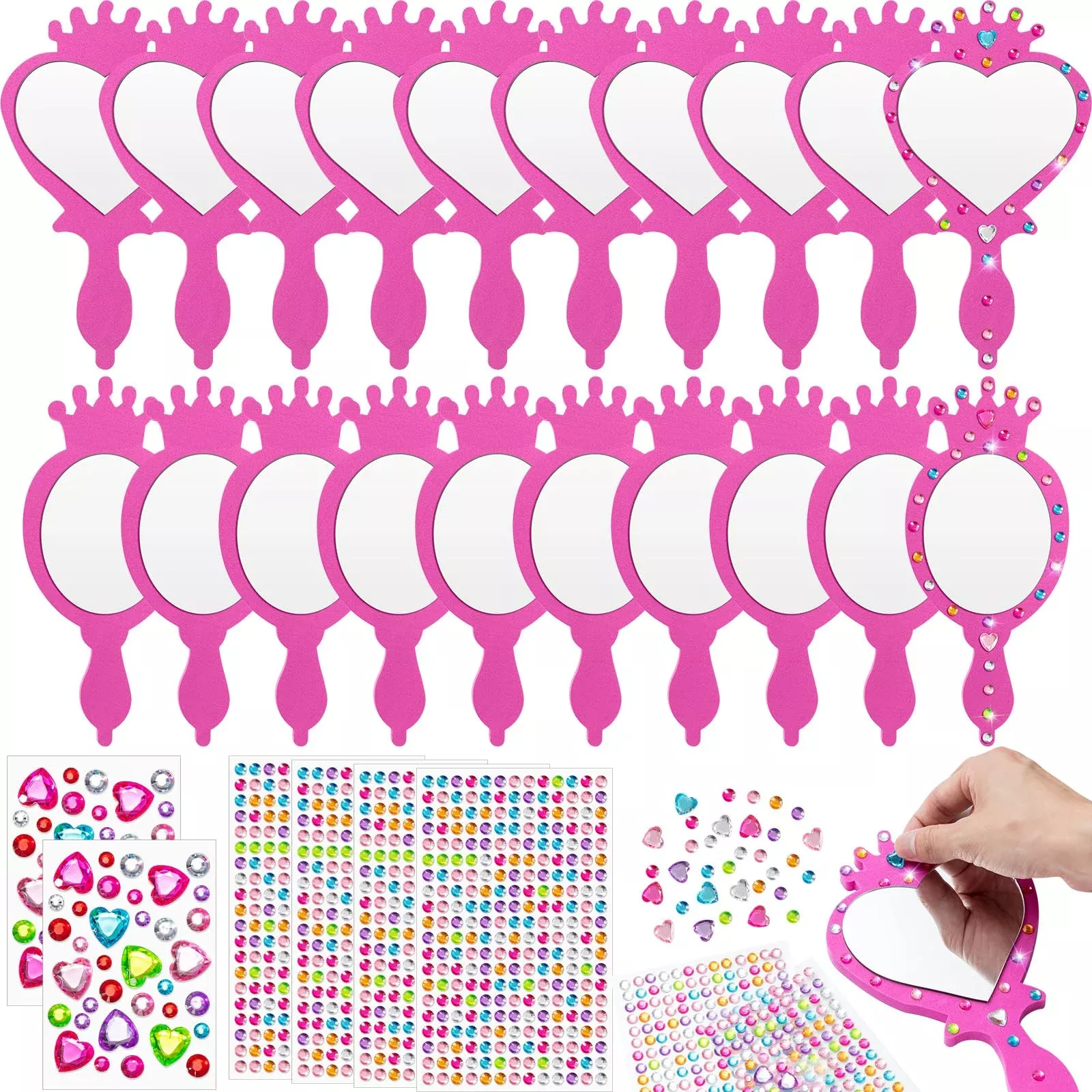 Geetery Princess Foam Mirrors for DIY Crafts, Pink, 20 Pcs