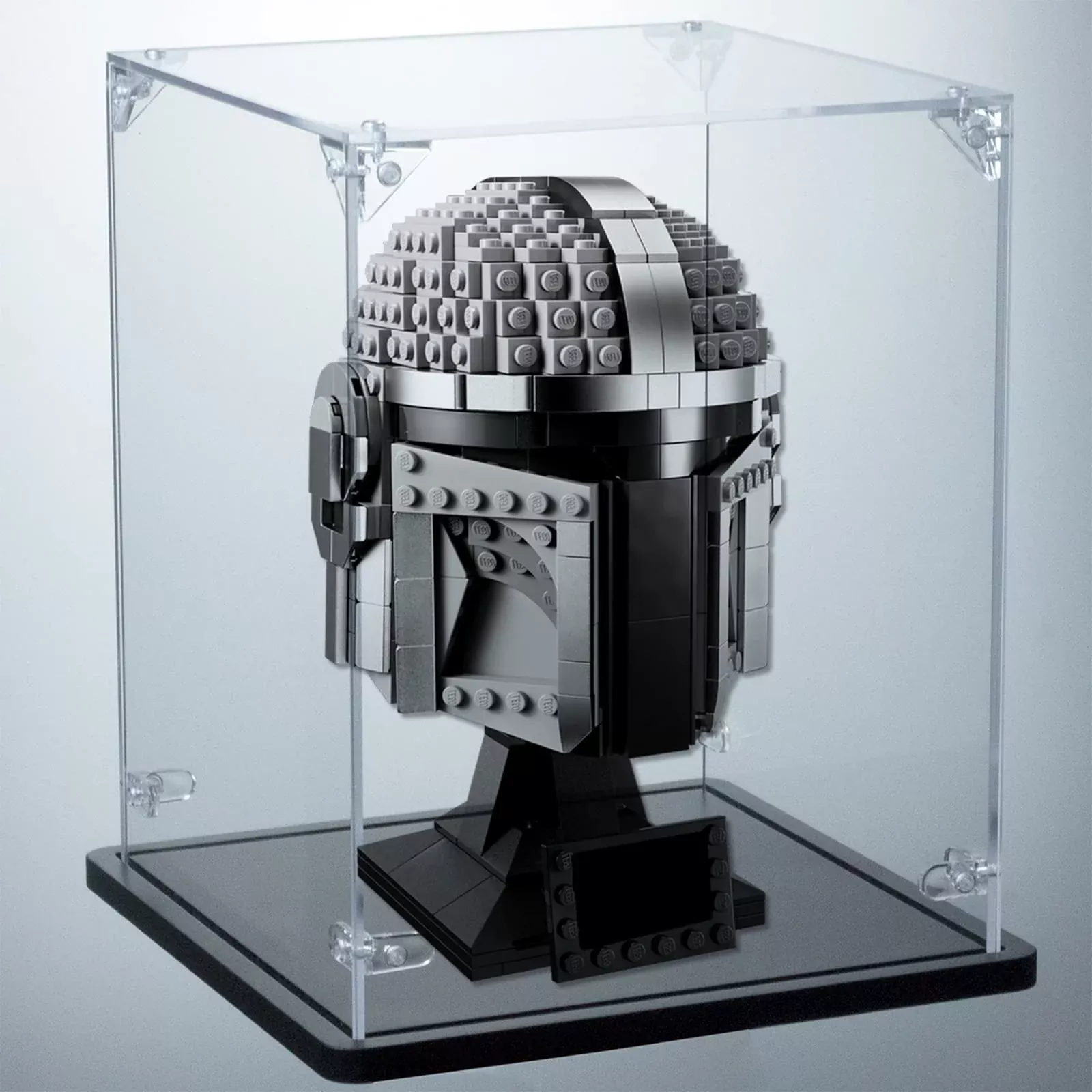 Gemutlich Display Case for LEGO Helmets, 9.1" H, Black Acrylic Base