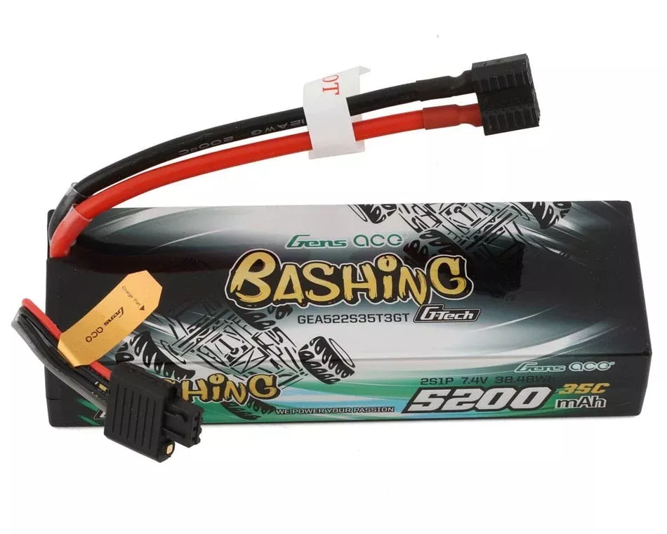 Gens Ace 5200mAh 7.4V 35C 2S G-Tech Smart "Bashing" LiPo Hardcase Battery Pack with Universal Plugs