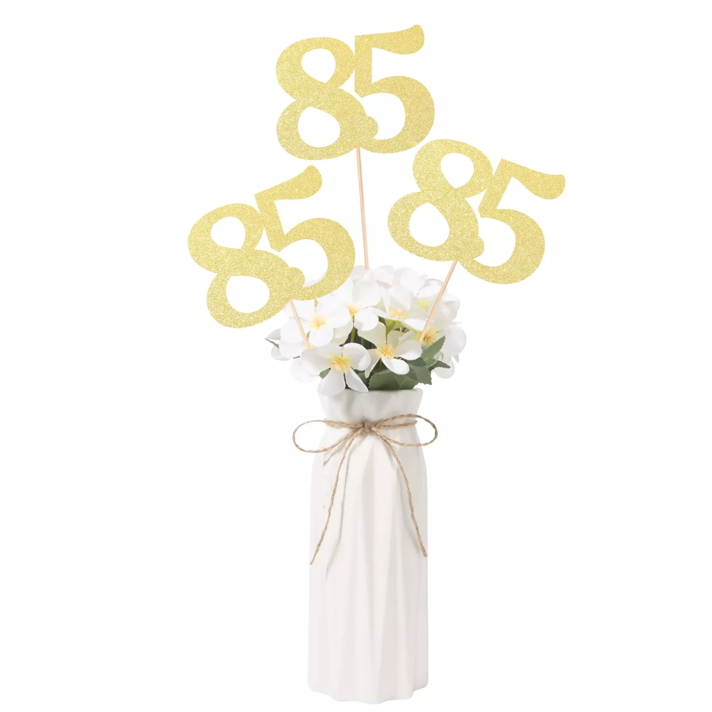 Gexolenu No 85, 10 Pack Double-Sided Gold Glitter 85Th Birthday Center