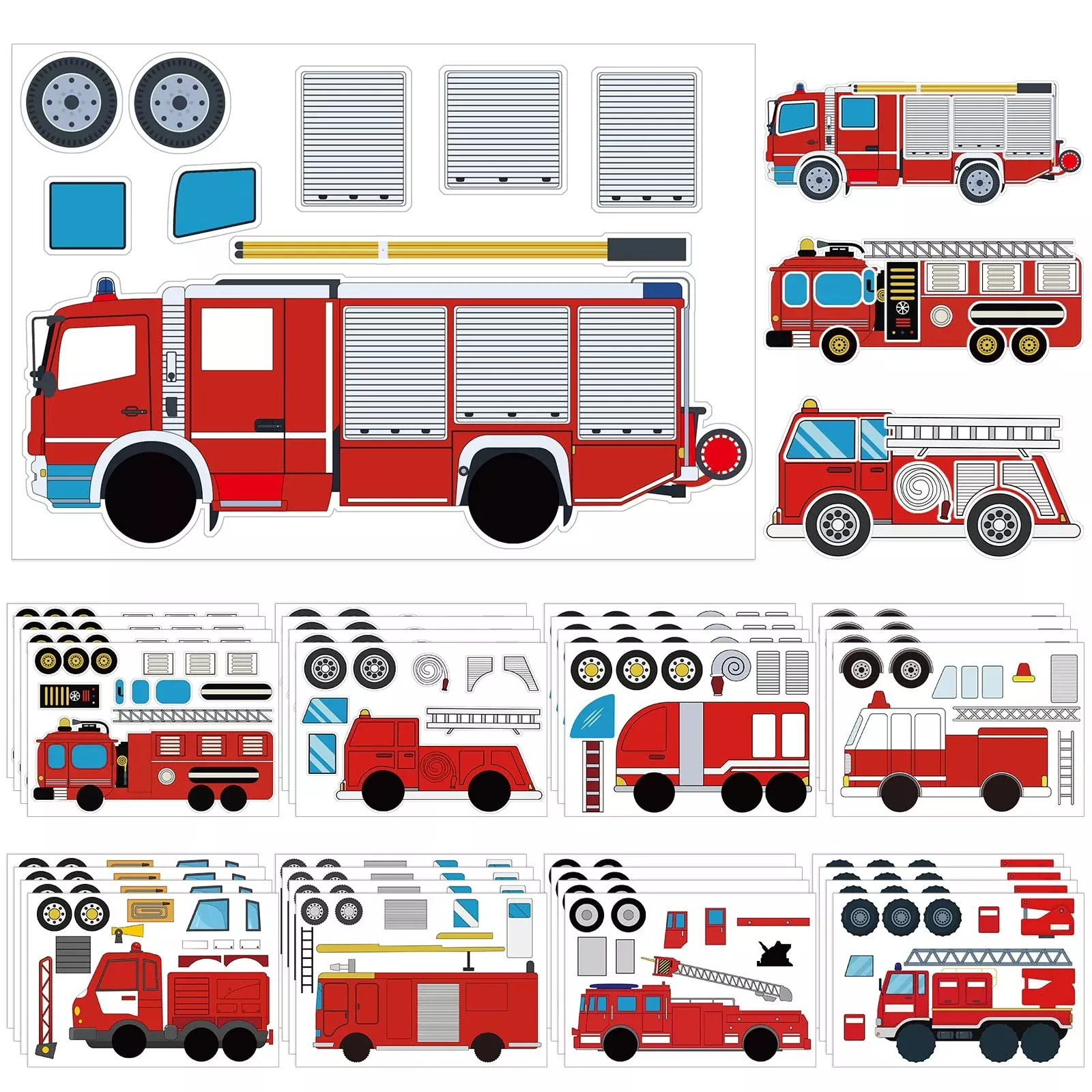 Geyee Fire Fighting Truck Stickers, 36 Pieces, Colorful, 6.