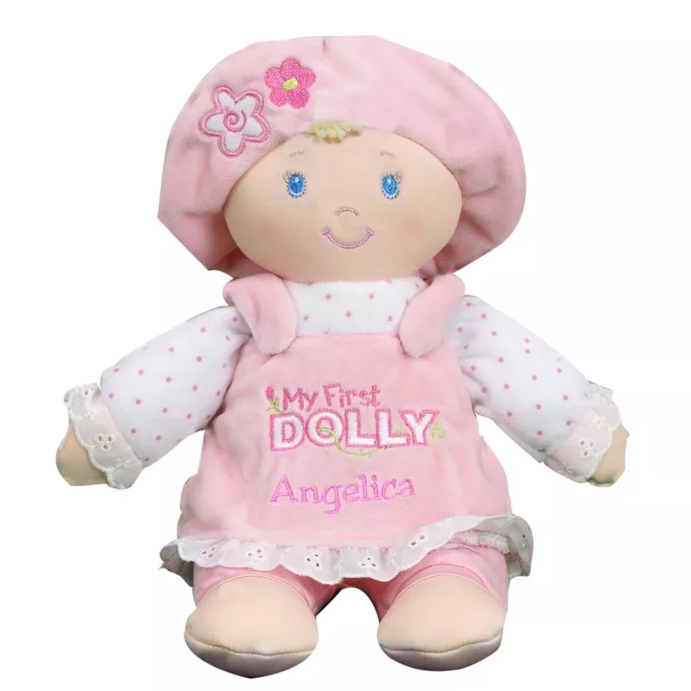 GiftsForYouNow Plush Doll for Toddlers, 12 inch, Pink, Machine