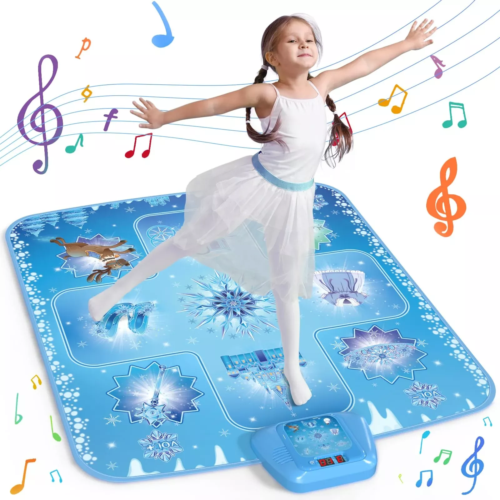 GirlsHome Frozen Dance Mat - Interactive Educational Toy - Medium - Blue