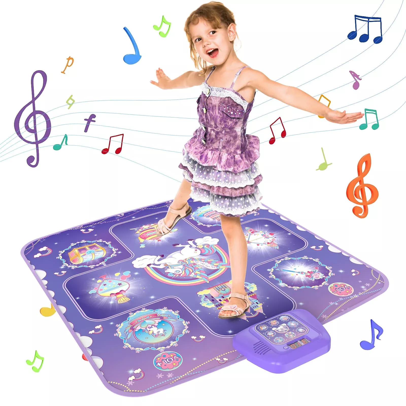 GirlsHome Unicorn Dance Playmat - Medium, Purple, Interactive Toy