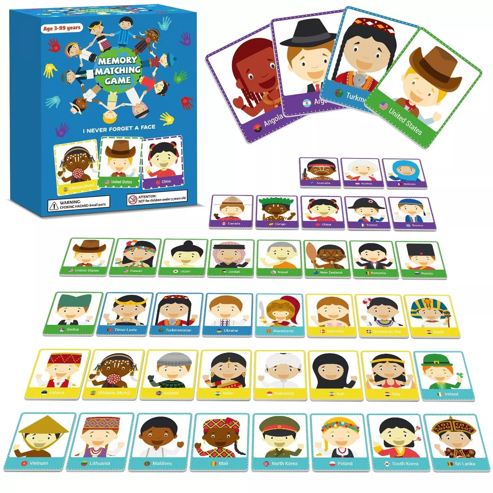 Gisgfim 50 Pairs Memory Matching Game Never Forget A Face Concentratio
