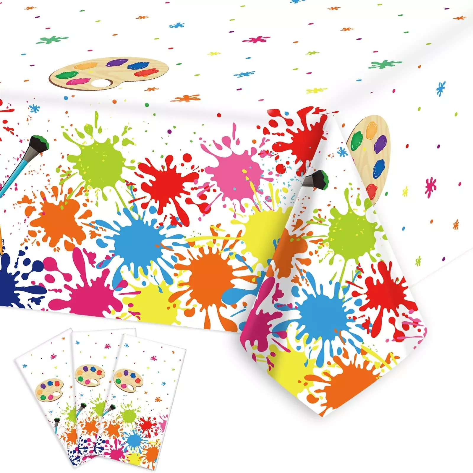 gisgfim Art Tablecloths for Kids' Parties, Multi Color, 6 Pack,