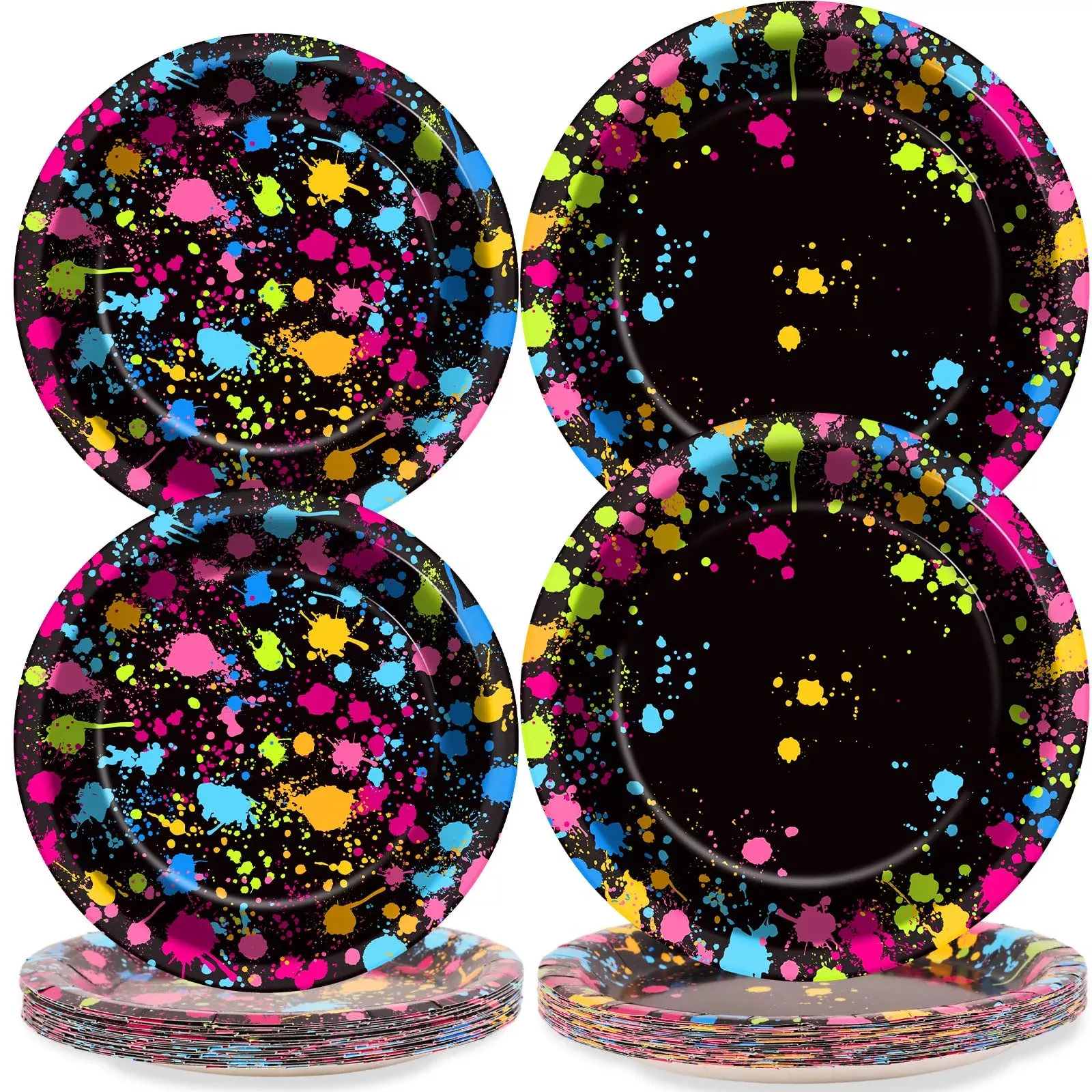 gisgfim Neon Party Plates 48 Pcs 7" & 9" Paper Table