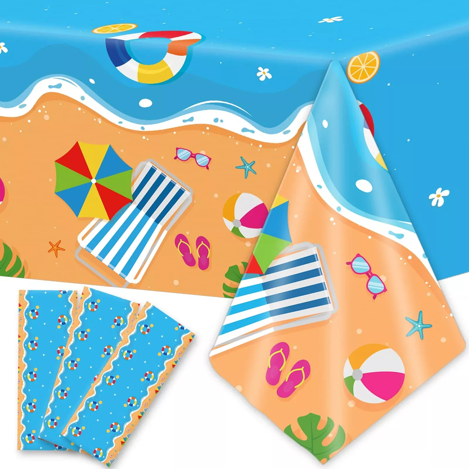 gisgfim Summer Beach Tablecloths for Parties 54"x105" Multi Color 3