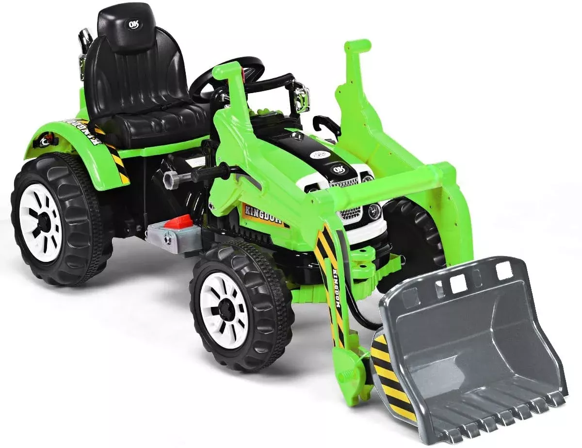 GLACER Ride-On Excavator for Kids, Green, Large, 66 lbs Capacity