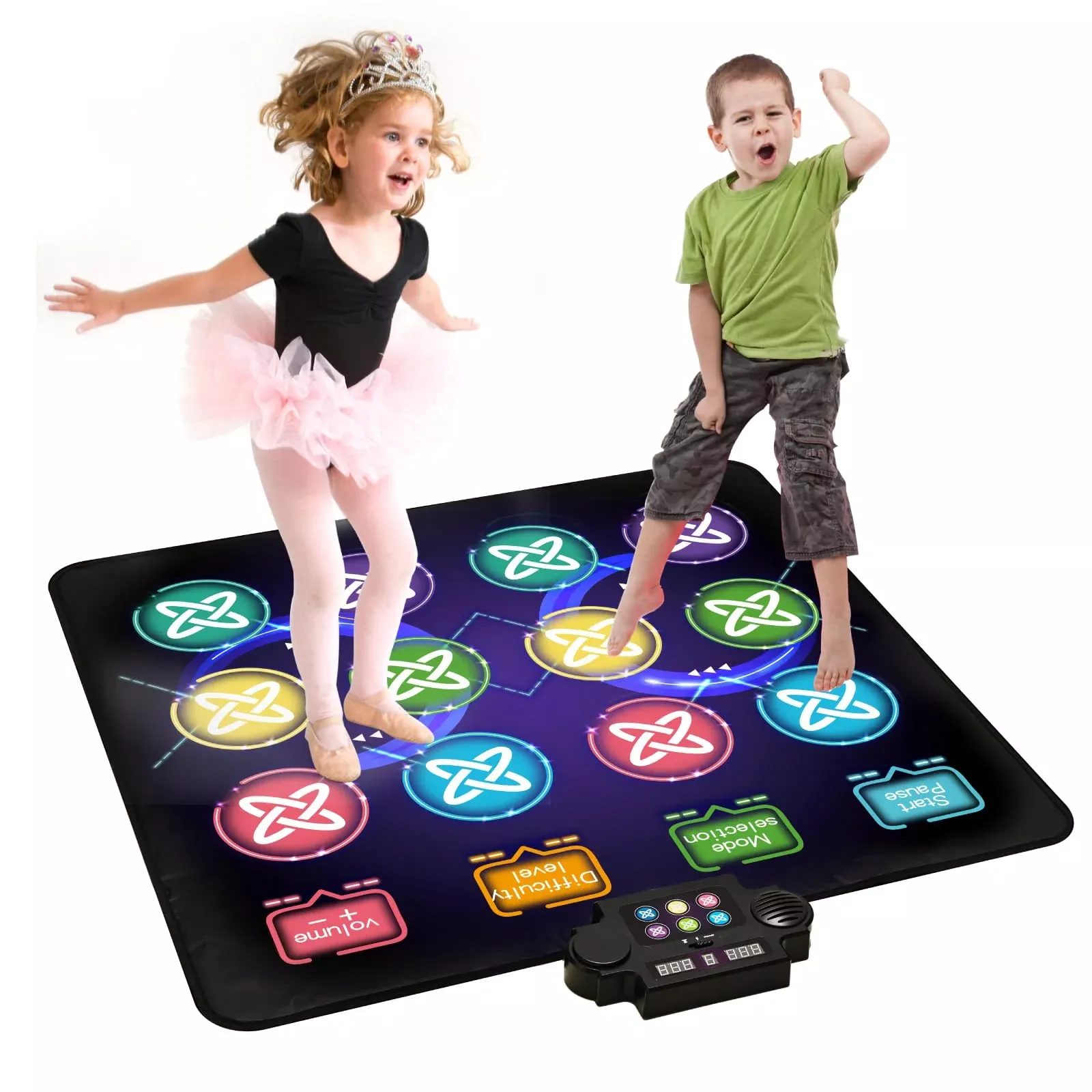 Gleamkid LED Light-Up Dance Mat for Kids, 12-Button Pad, Adjustable Vo