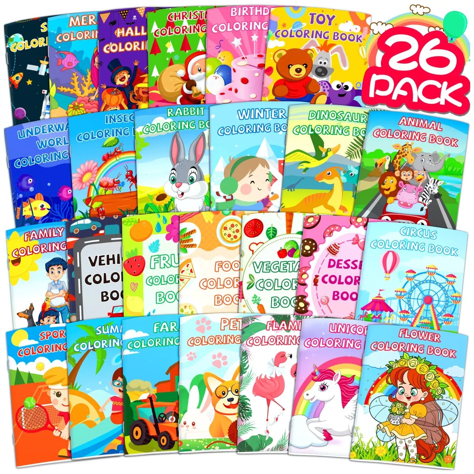 Glkuii 26Pack Coloring Books For Kids Ages 2-4-6-8-12, Small Bulk Colo