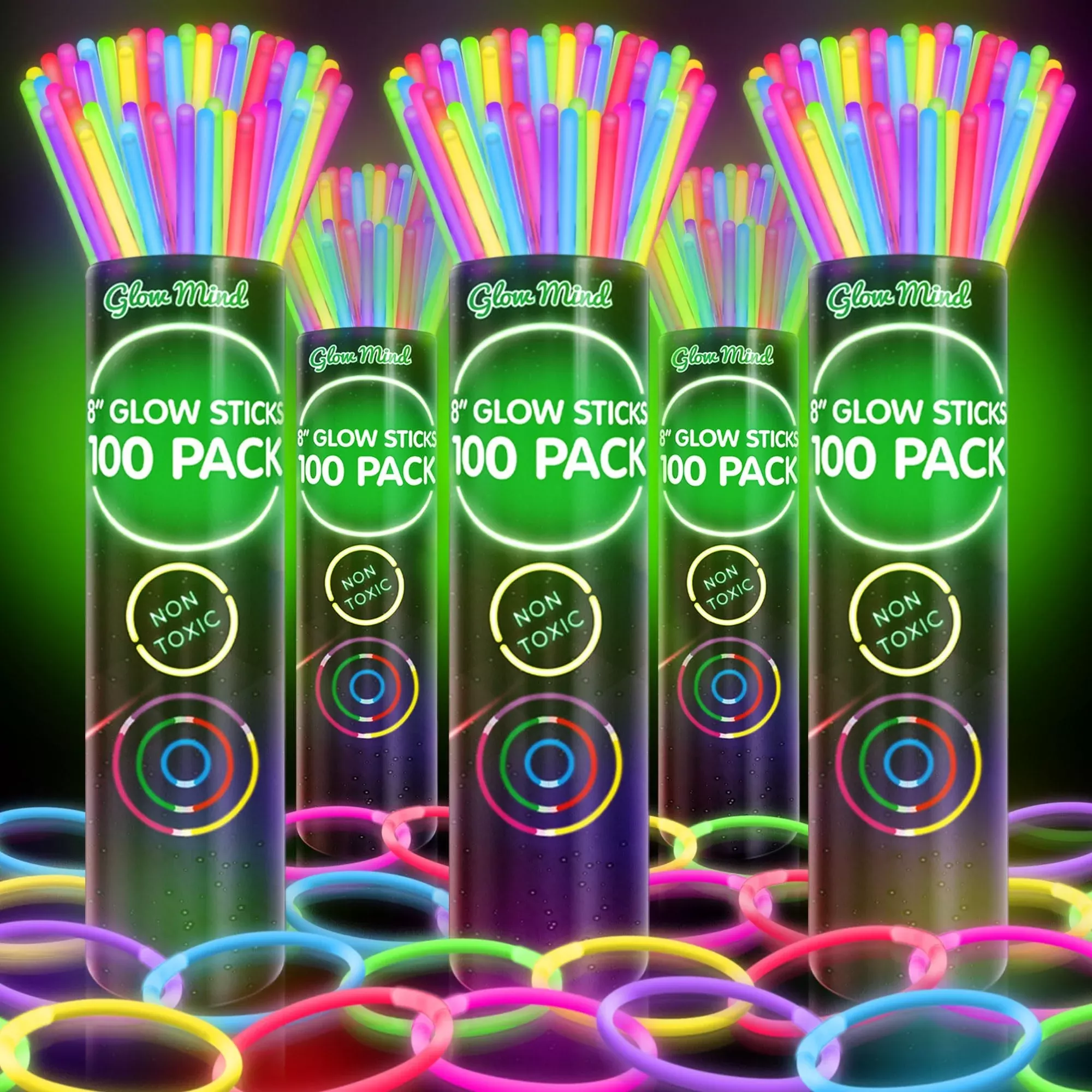 Glow Mind 500 Pack Multi Color Glow Sticks for Parties and Events