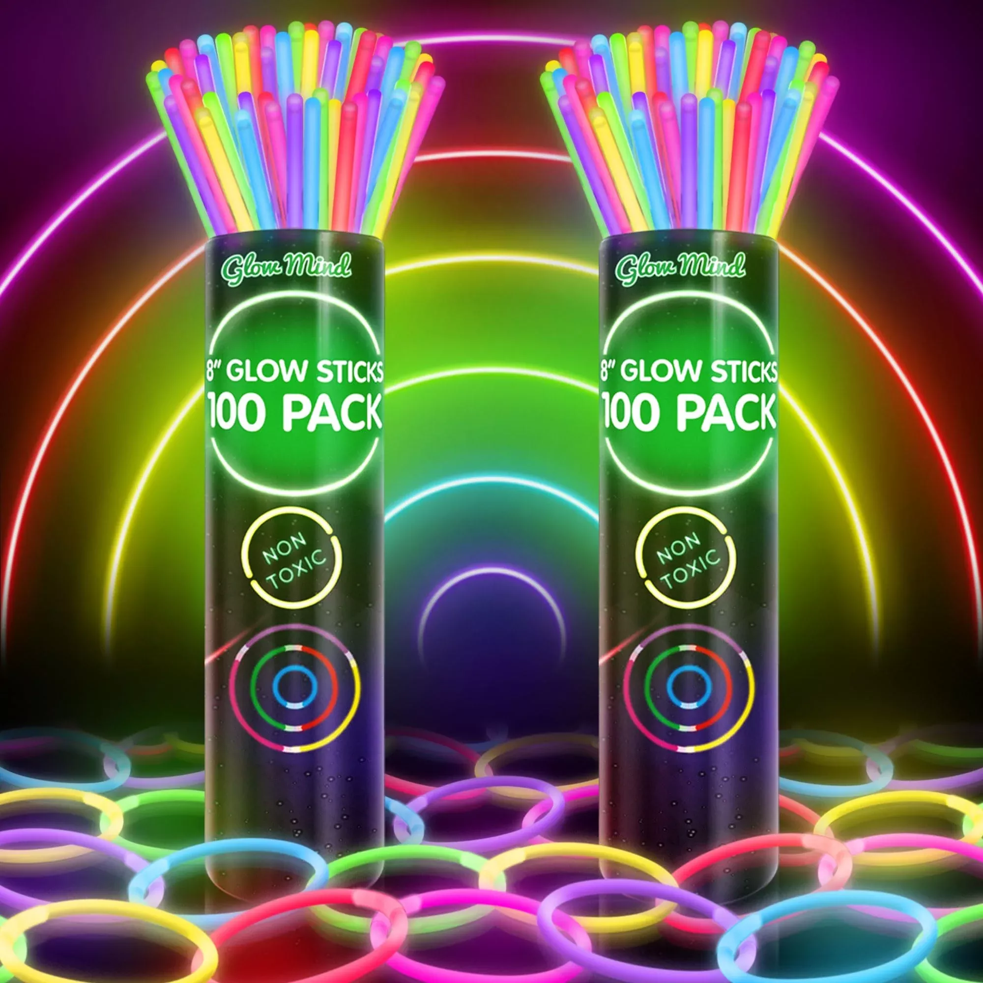 Glow Mind Glow Sticks 200 Pack Multi Color for Parties and Events