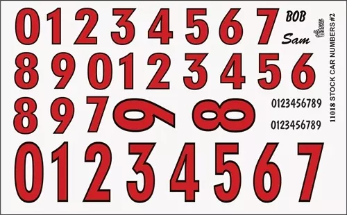 Gofer Racing Decals 11018 1/24 Decals - Numbers Red with Outline