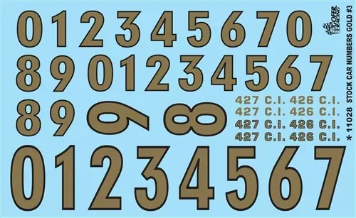 Gofer Racing Decals 11028 1/24 Decals - Gold Numbers