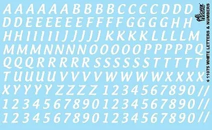Gofer Racing Decals 11075 1/24 Decals - White Letters And Numbers 5/8"