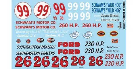 Gofer Racing Decals 12002 1/24 Decals - Curtis Turner 1956 Ford