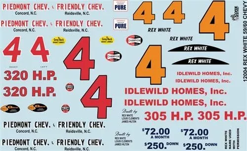 Gofer Racing Decals 12004 1/24 Decals - Rex White 59/60 Chevy