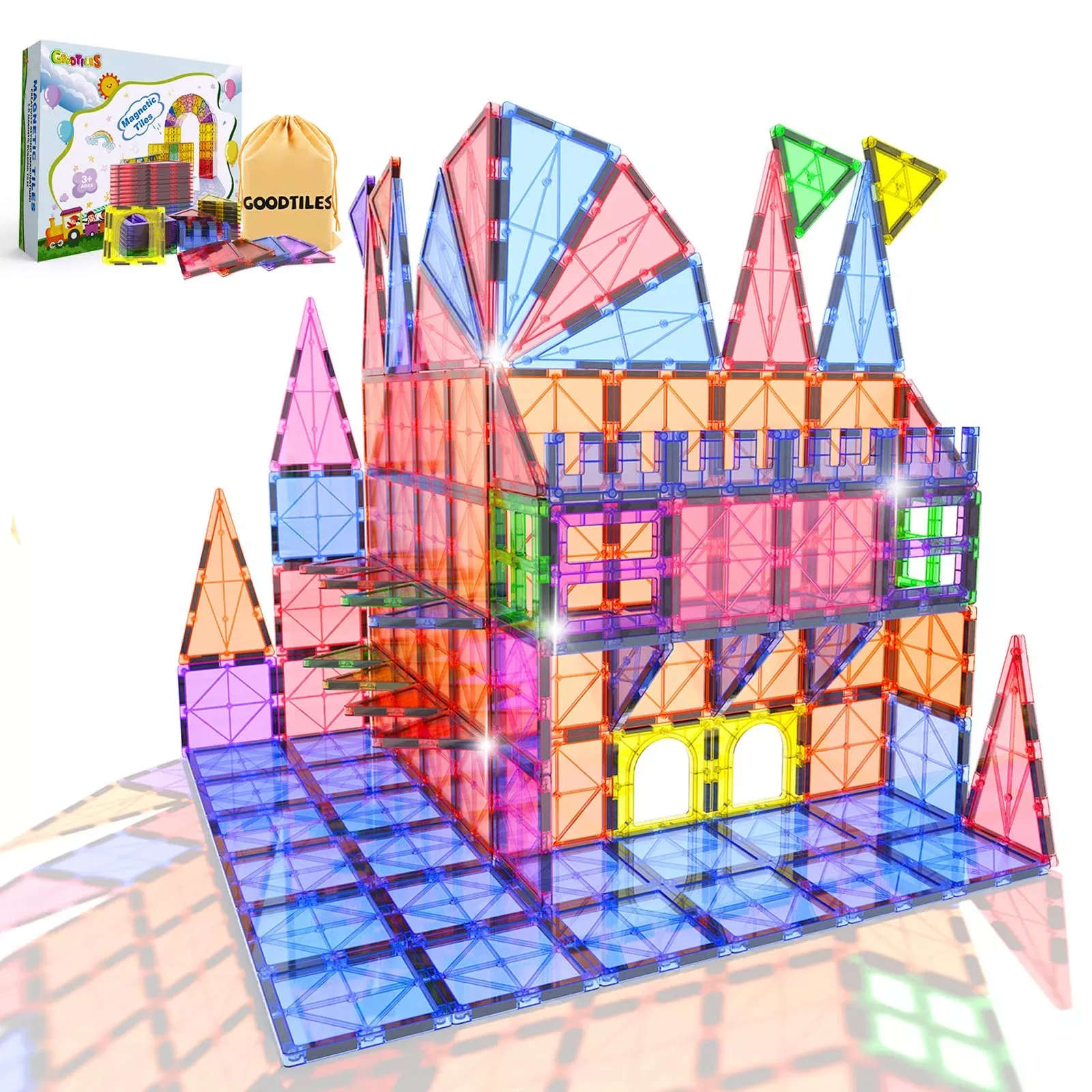 Goodtiles Magnetic Tiles for Kids - STEM Building Blocks, Plastic, Sen