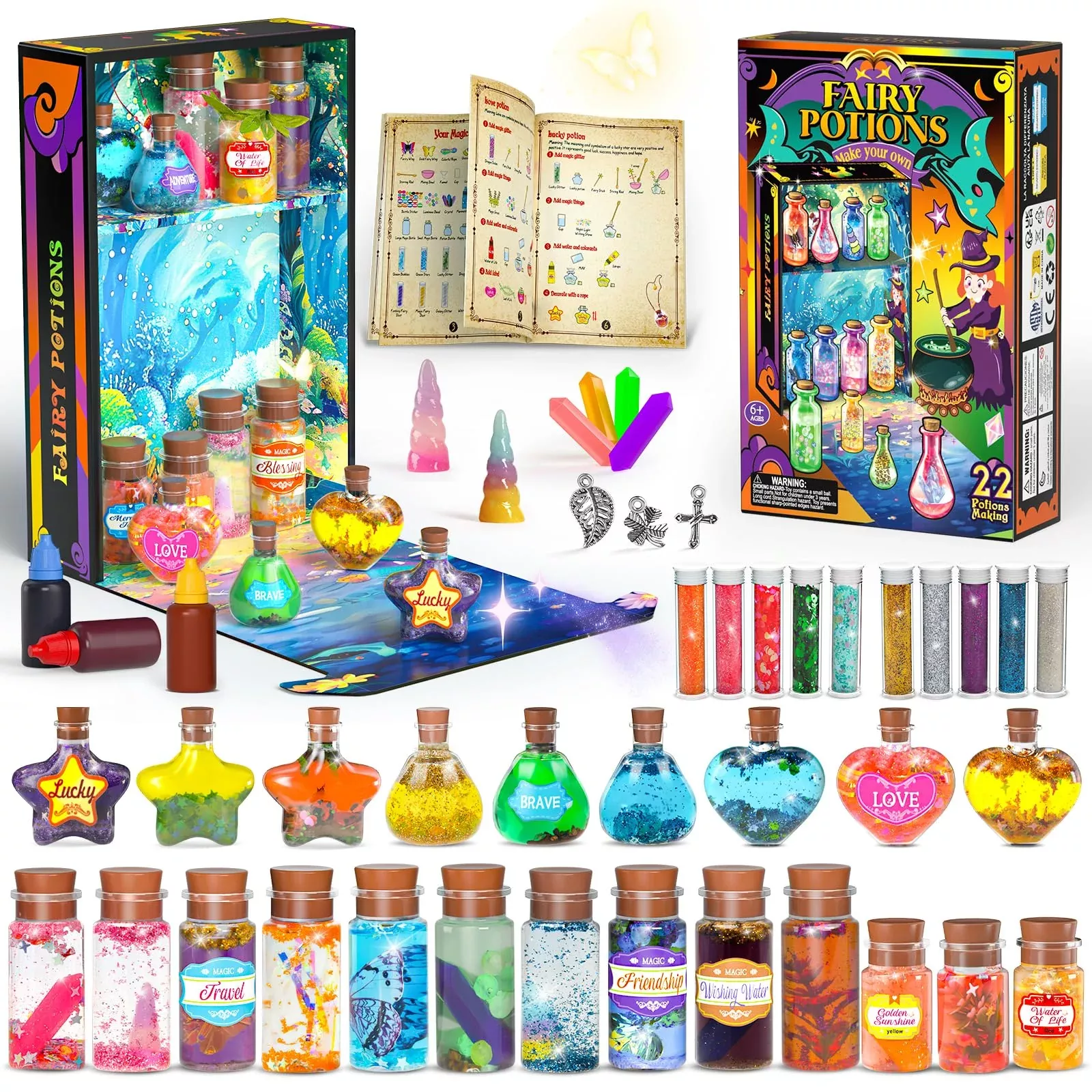 GORISPI Fairy Potions Magic Kit for Kids, Multicolor, 22 Bottles