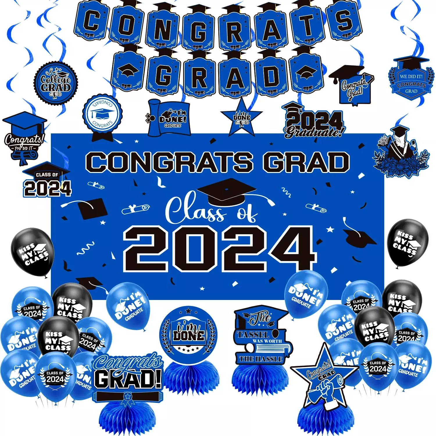 Graduation Decorations Class Of 2024, Congrats Grad Banner, Class Of 2