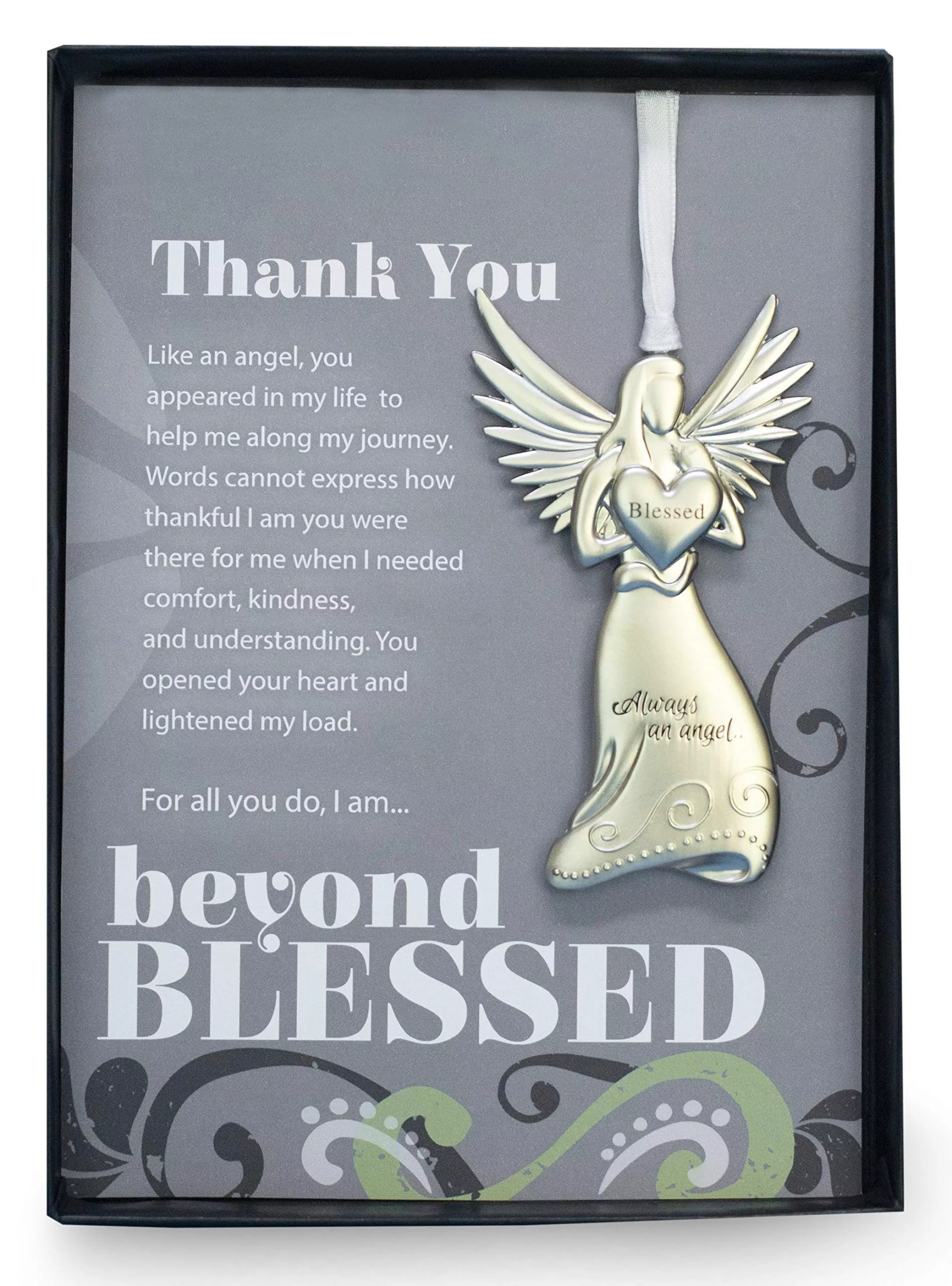 The Grandparent Gift Co. Beyond Blessed Angel Ornament - Silver Satin