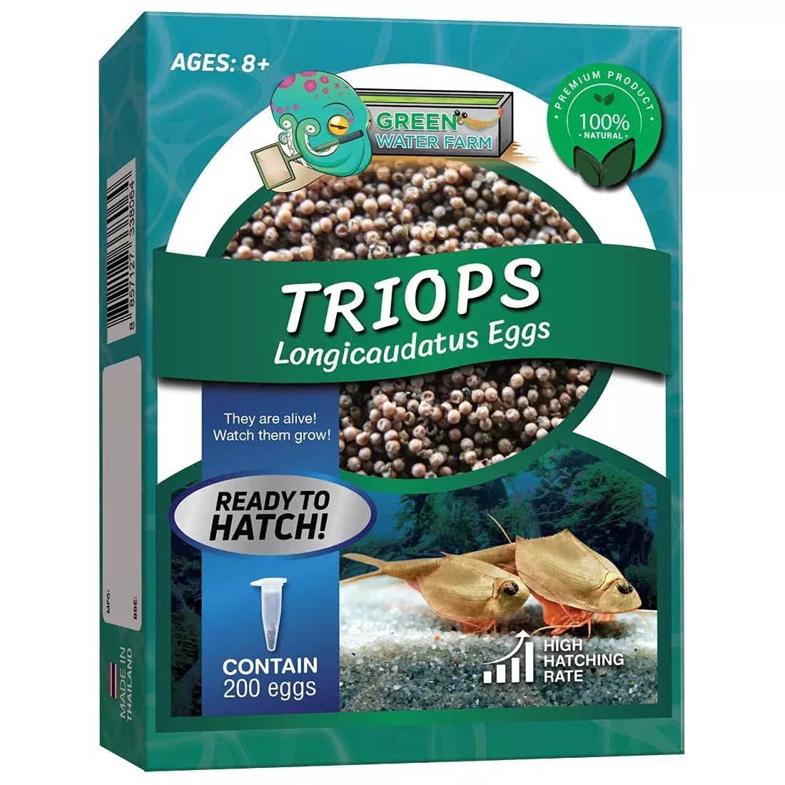 GREEN WATER FARM Triops Longicaudatus Eggs - 200 Count for Hatching &