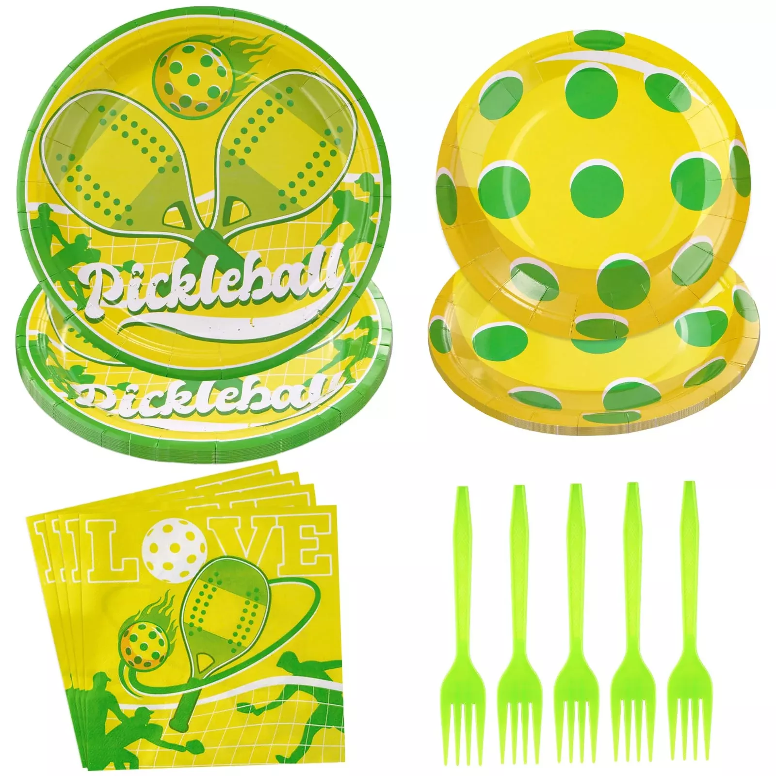 Grencian Pickle-Ball Tableware Set, 96 Pieces, Green