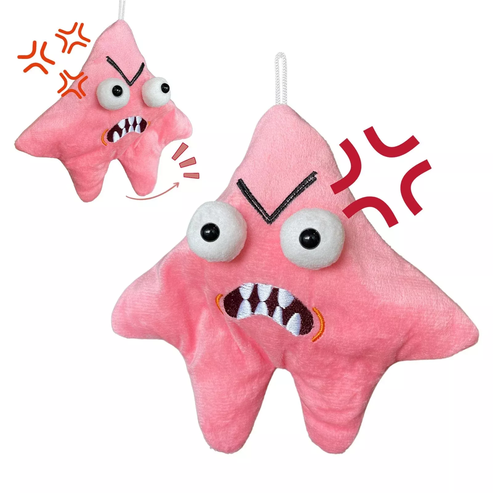 Grumpy Starfish,Pink Kicking Starfish Plush Pendant, Funny Spoofing To