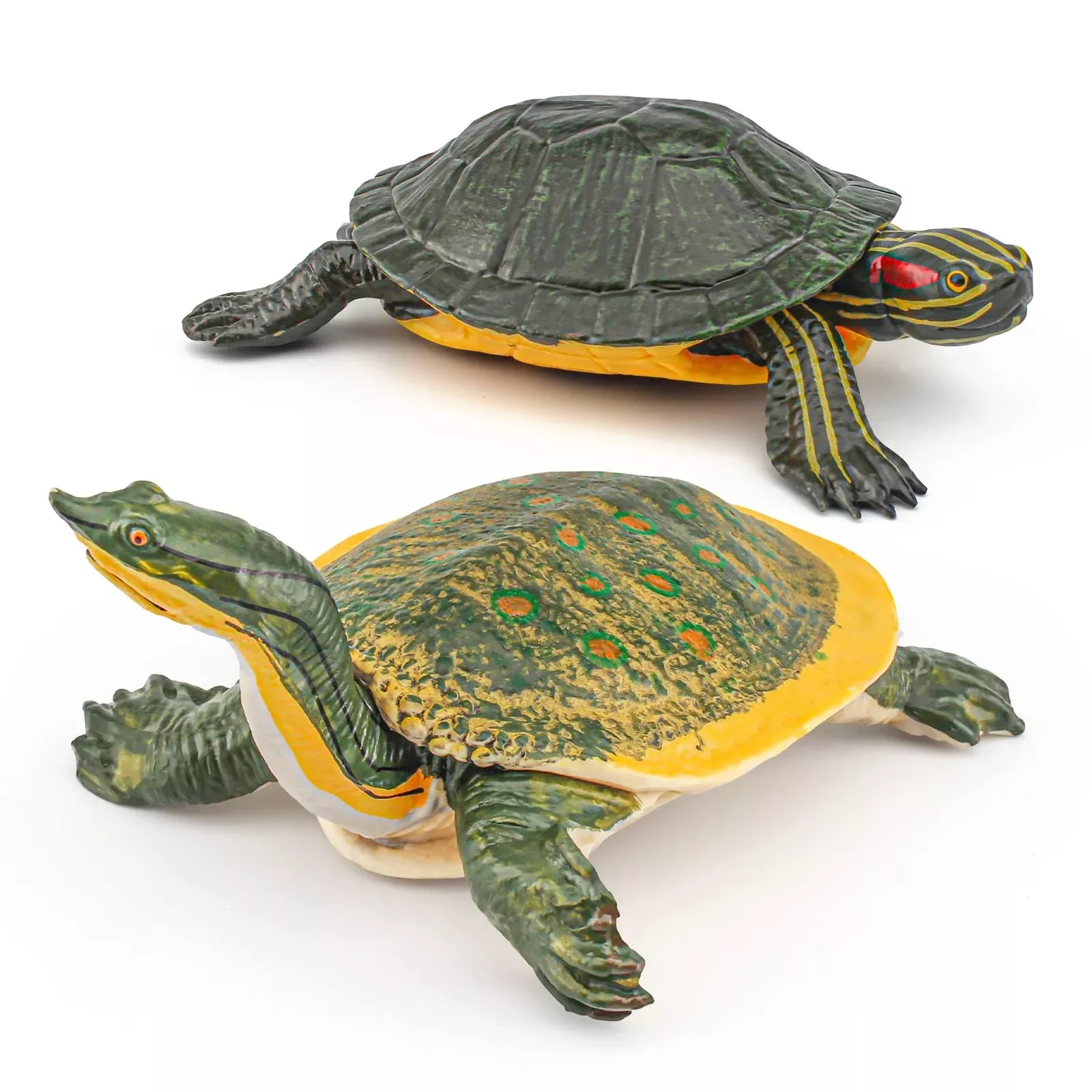 Gufoponas Large Turtle Toys For Kids 2Pcs Realistic Plastic Red-Eared