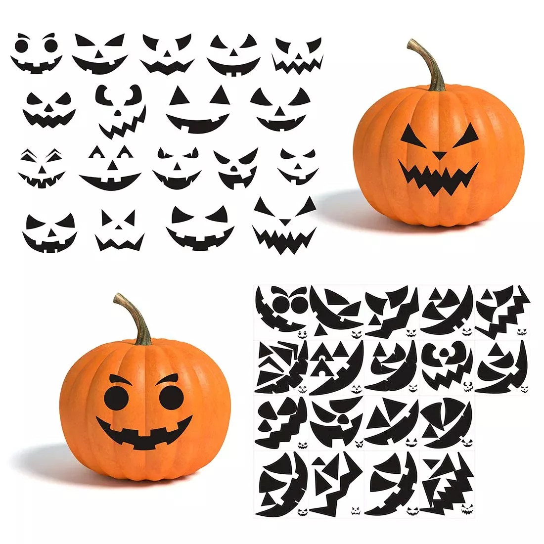 Gustum Pumpkin Decorating Stickers, Black, 3.7 inches, Safe for Kids