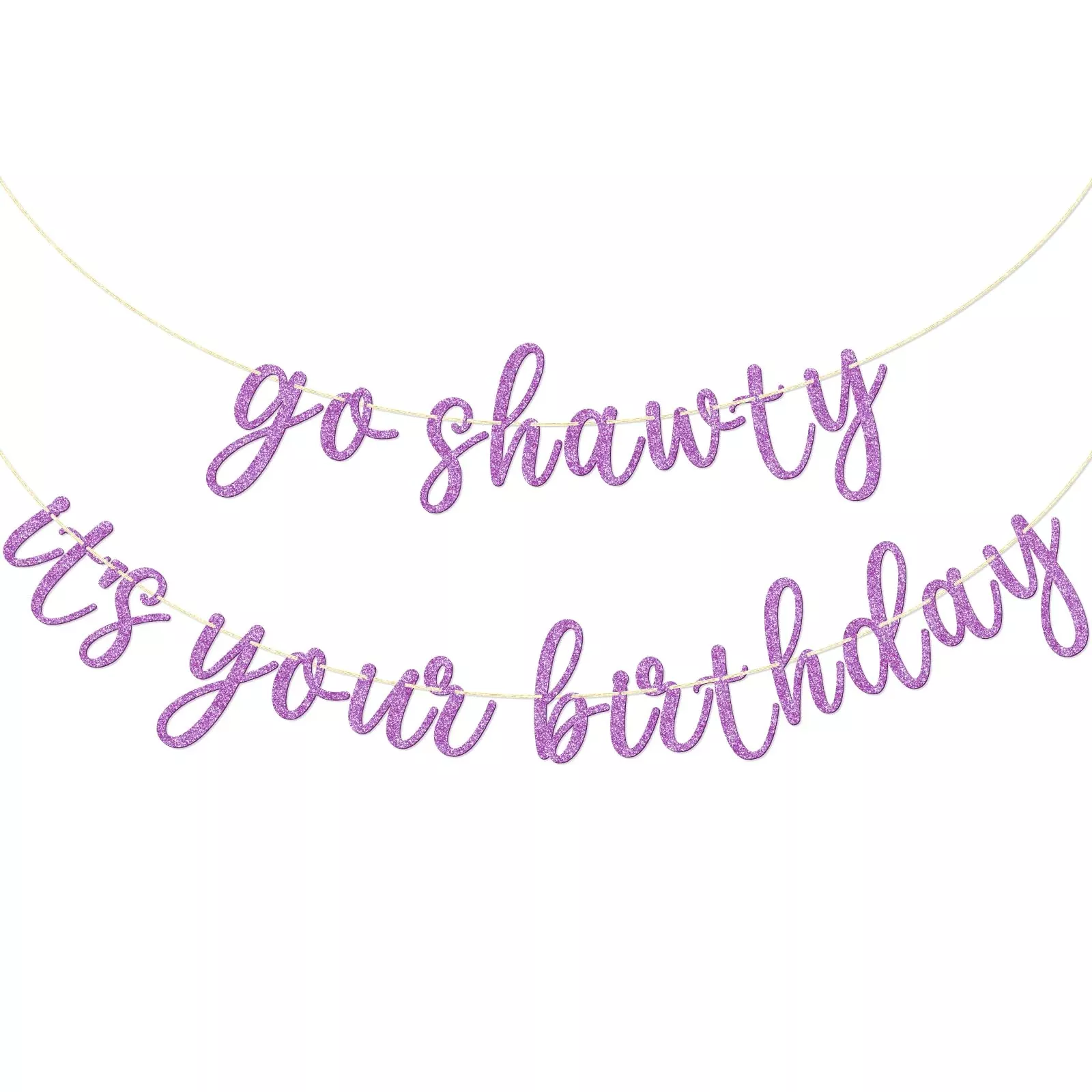 GXSOVSO Birthday Banner, Purple Glitter, 4.6 ft, Hip Hop Theme