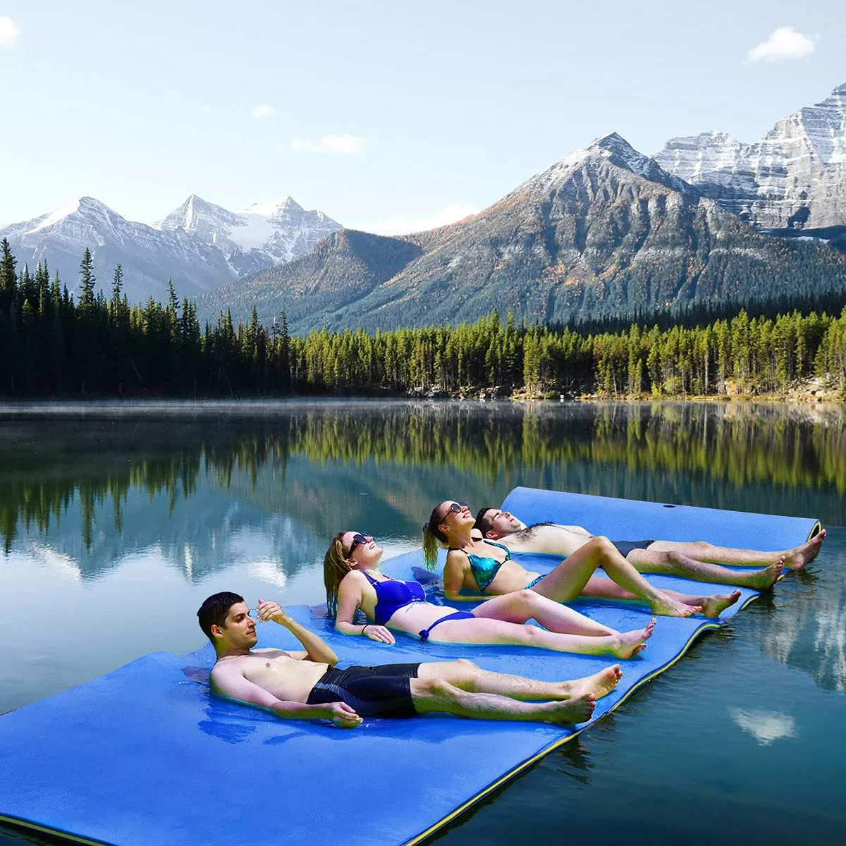 GYMAX Floating Water Mat 12’ x 6’ x 1.5” Blue