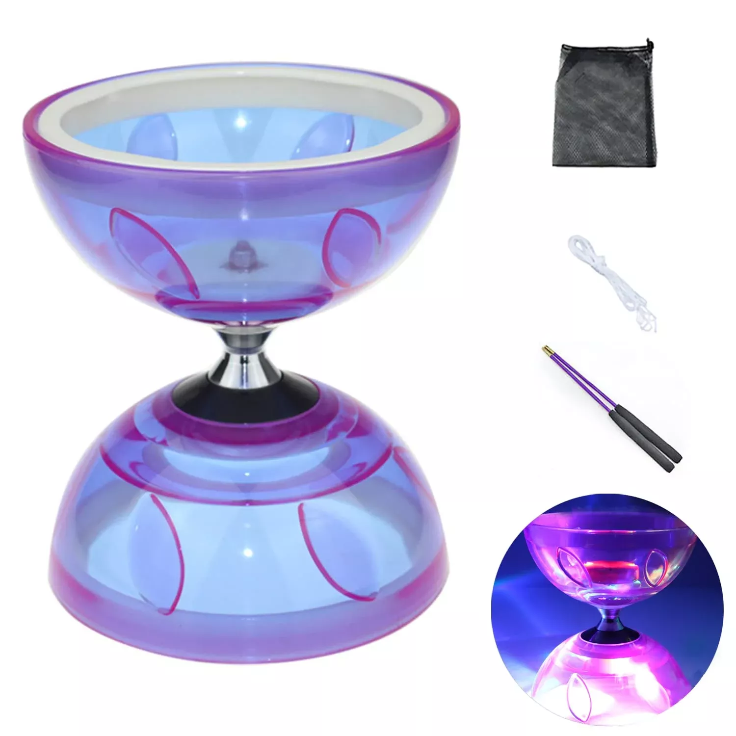H HenMerry Diabolo Set for Beginners, Purple, Includes Hand Sticks