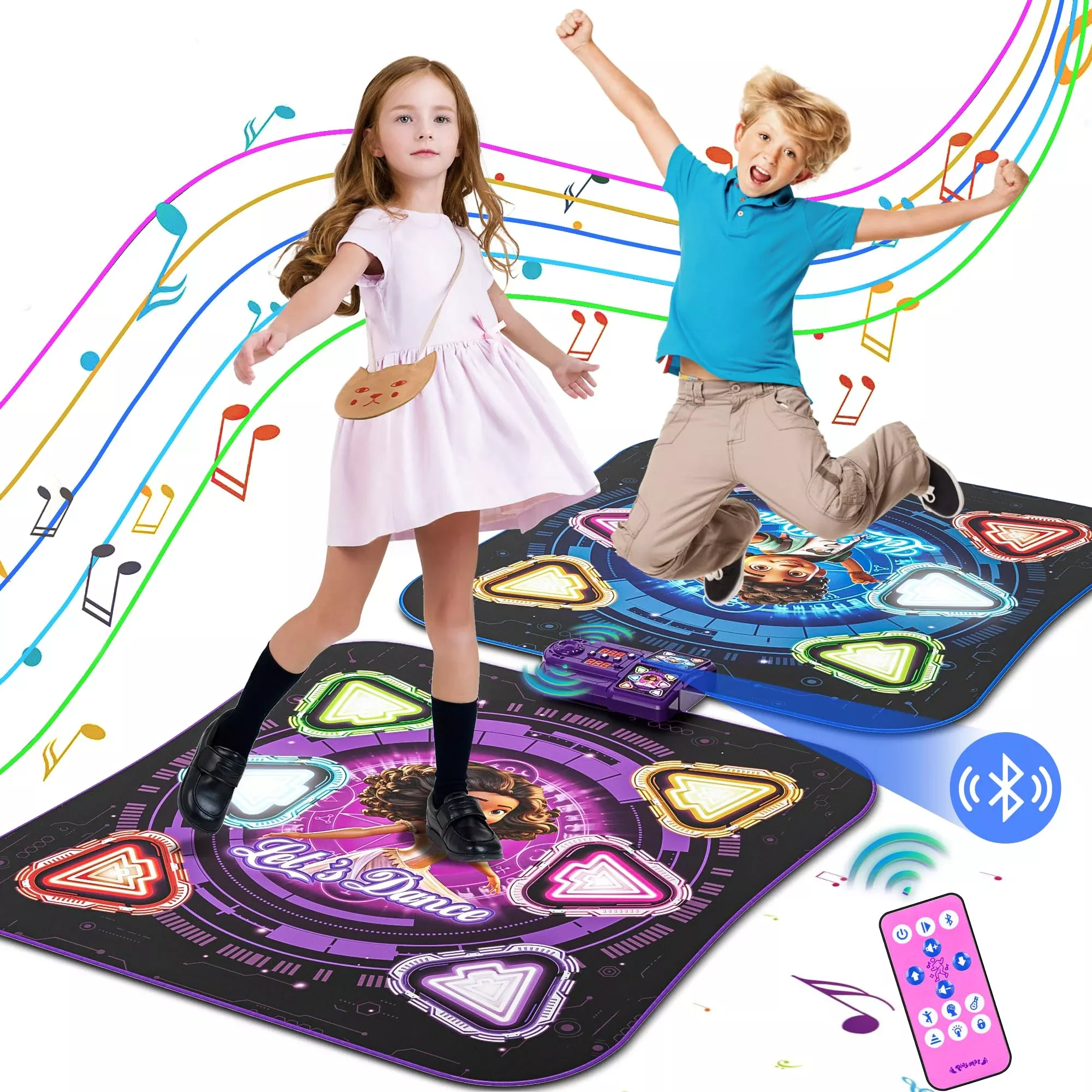 Handwell Dance Mat for Kids, Bluetooth, 30.2"x66.5", Blue