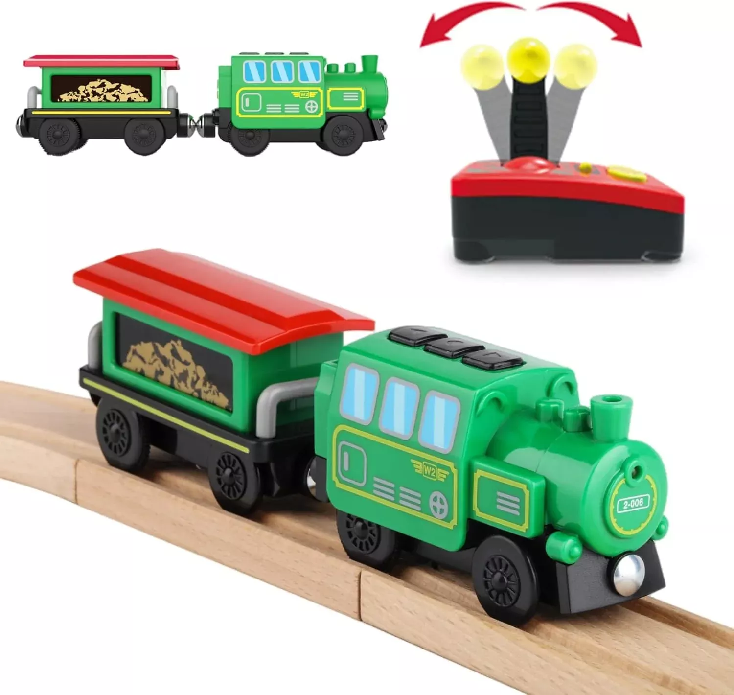 HANQIANN Remote Control Train Set - Magnetic Engine, Red/Green, 7.48