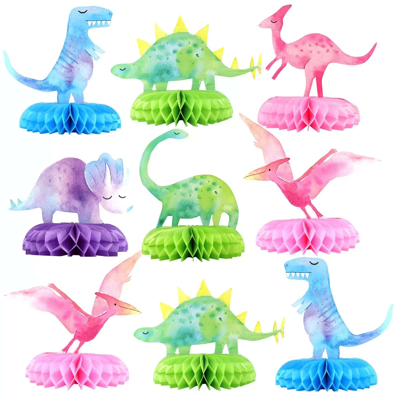 HaPiBiDesign Dinosaur Party Centerpieces, Multicolor, Set of 12