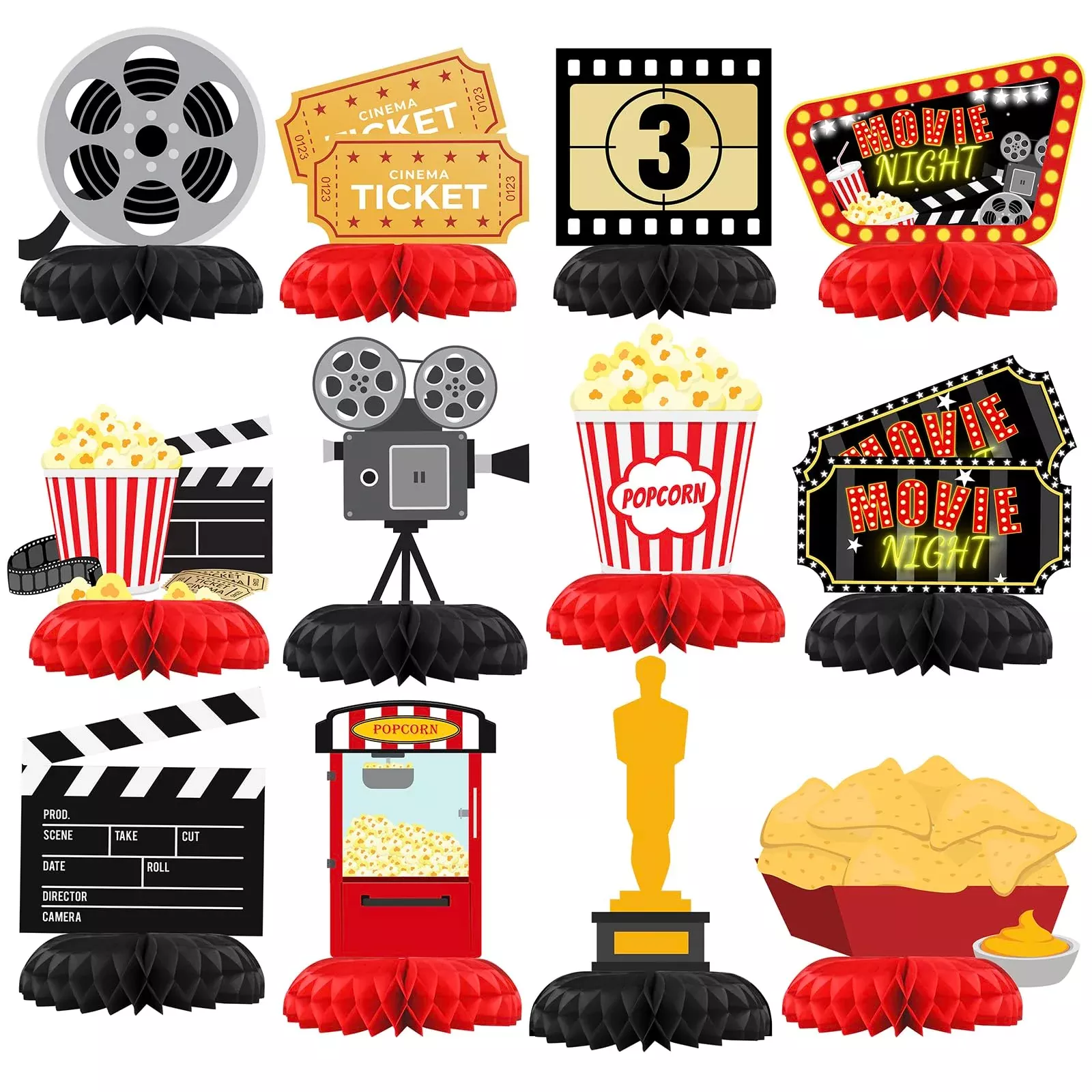 HaPiBiDesign Movie Night Table Centerpieces - Honeycomb - Small - 12 Pack