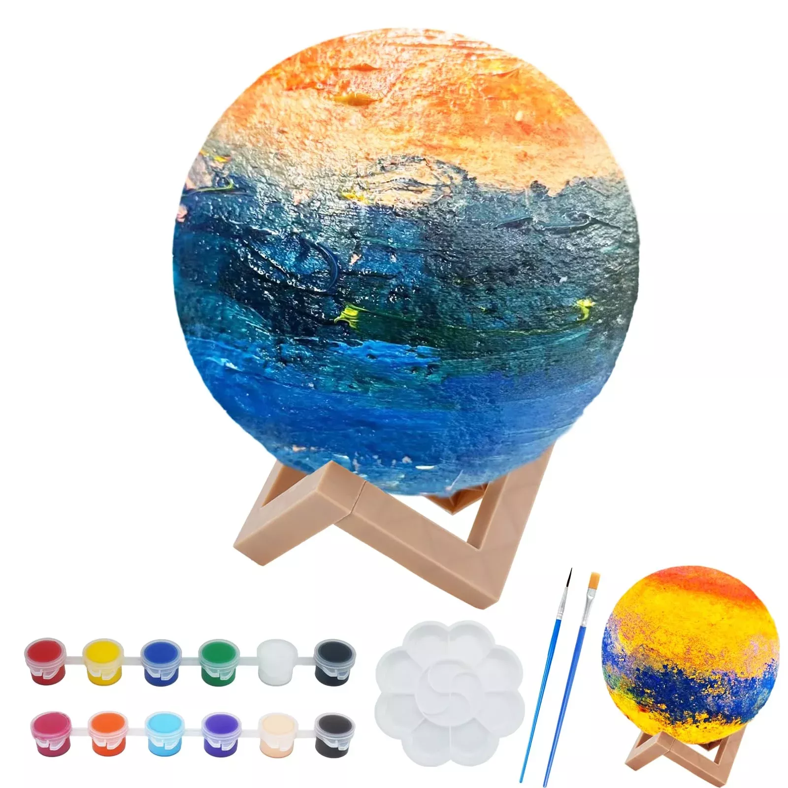 HAPMARS DIY 3D Moon Lamp Kit - Paint Your Own Night Light with Stand,