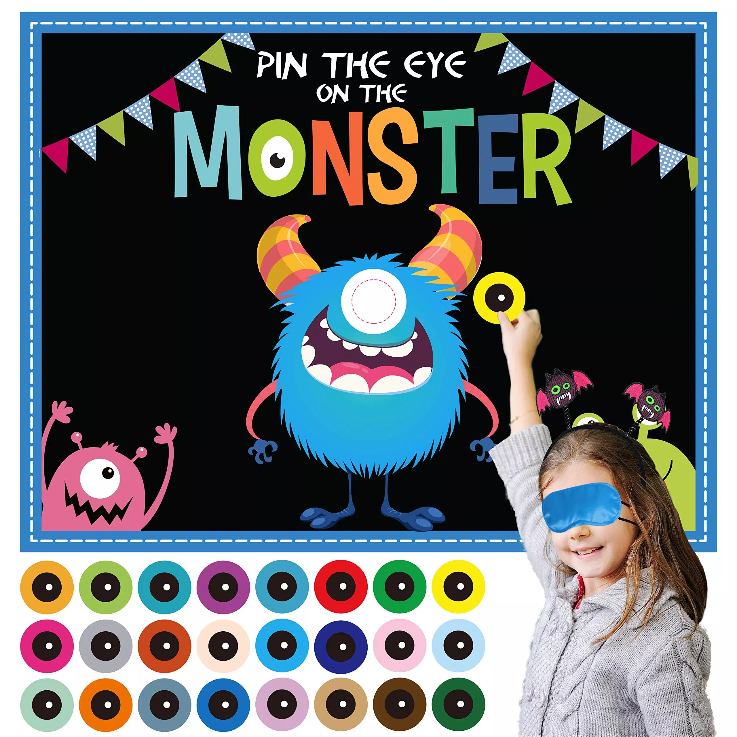 Happy Storm Halloween Pin the Eye on the Monster Game, Large, Monster