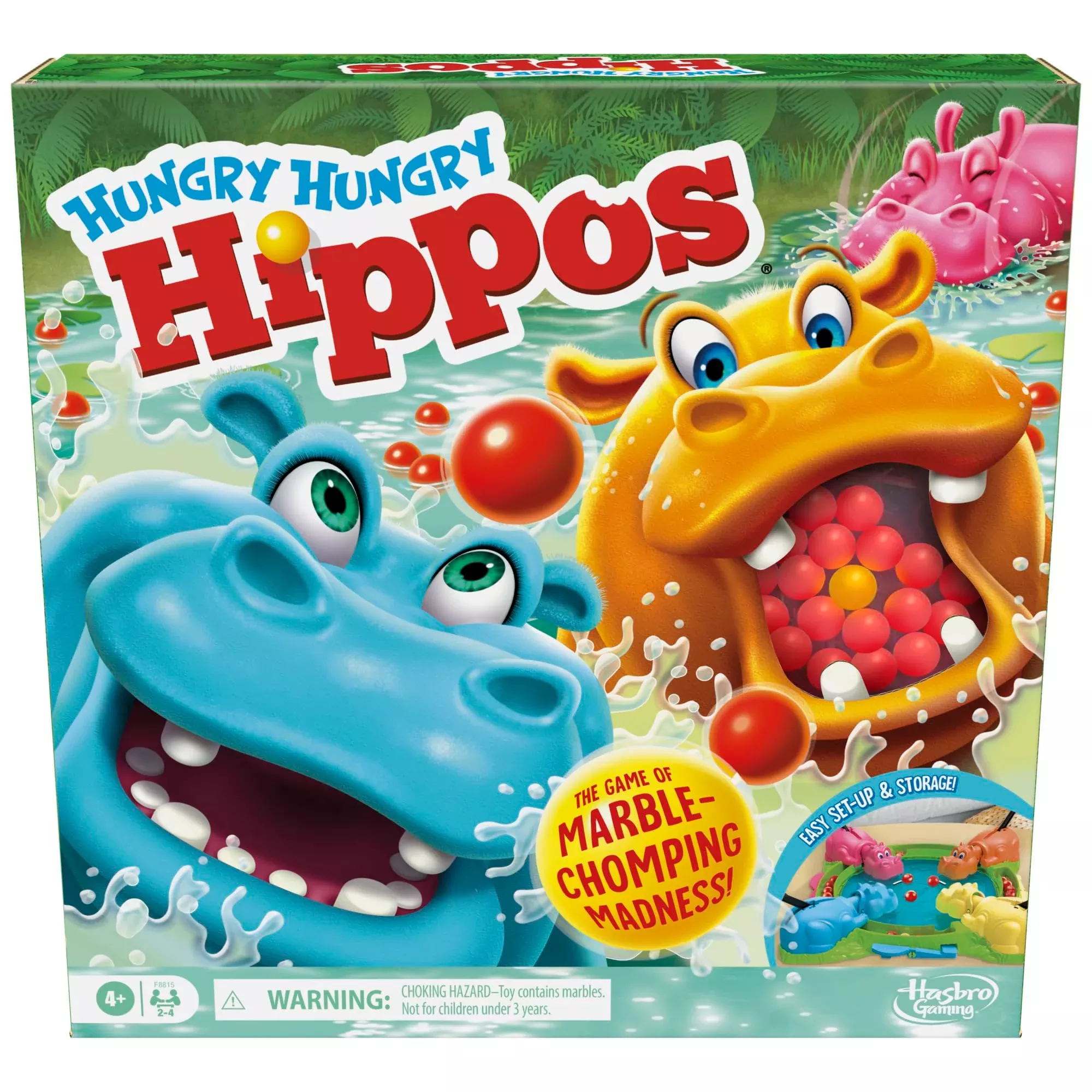 Hasbro Gaming Hungry Hungry Hippos Game for Ages 4+, 2-4 Players, Easy