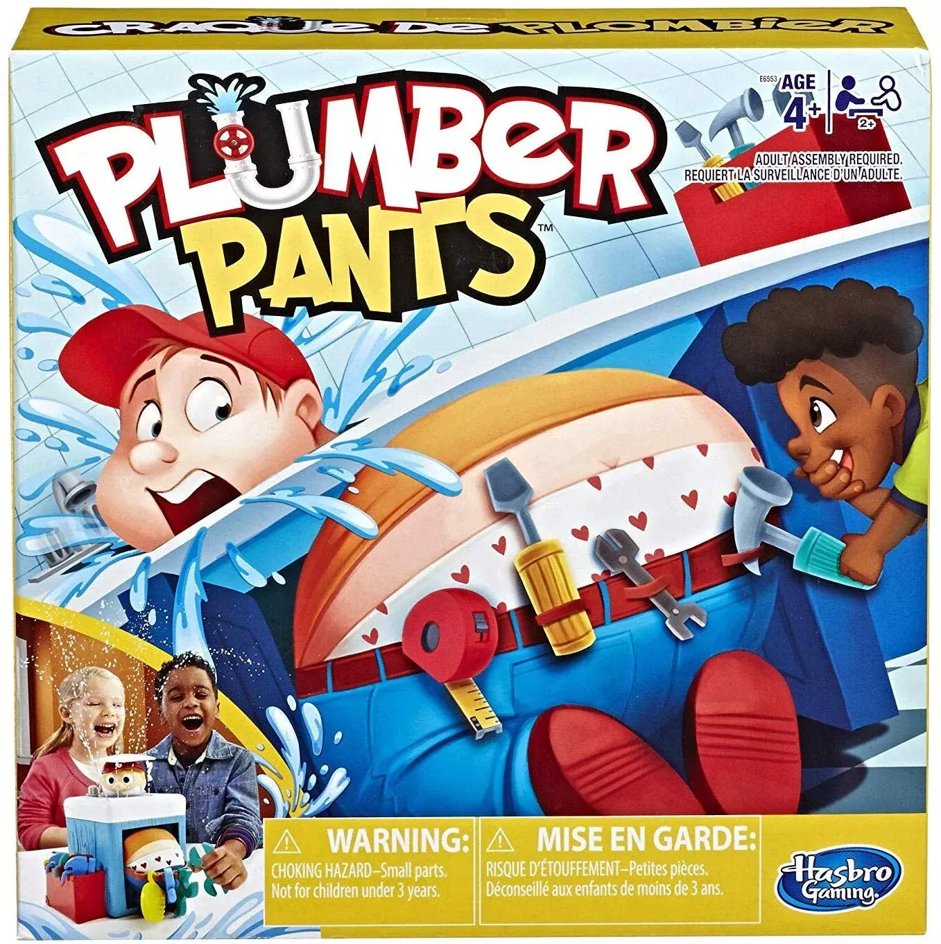 Hasbro Gaming Plumber Pants Game for Kids Ages 4 and Up, Brown