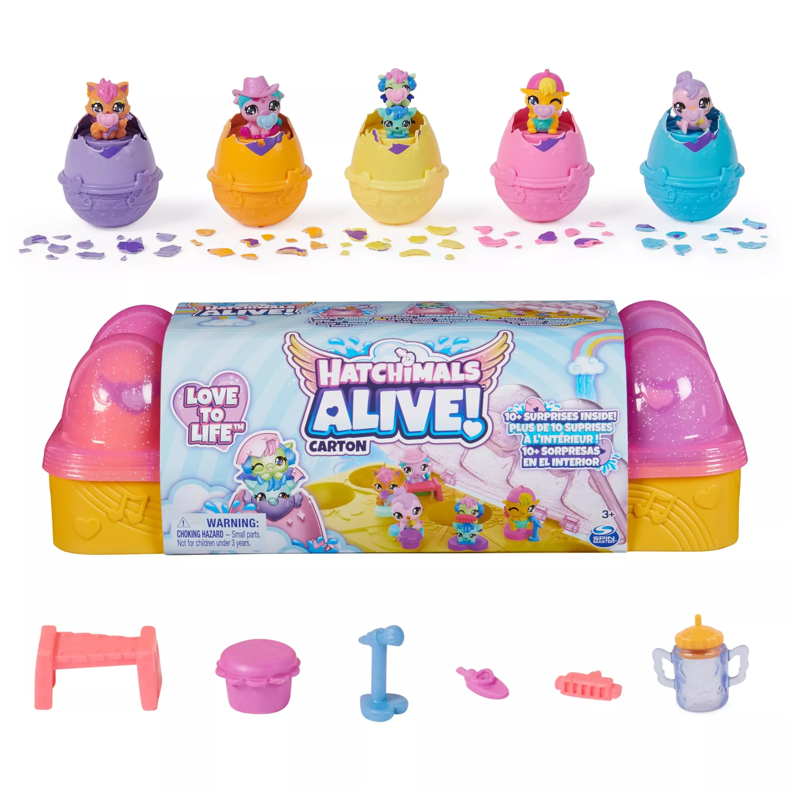 Hatchimals Alive Carton with 6 Characters, Yellow/Pink, One Size