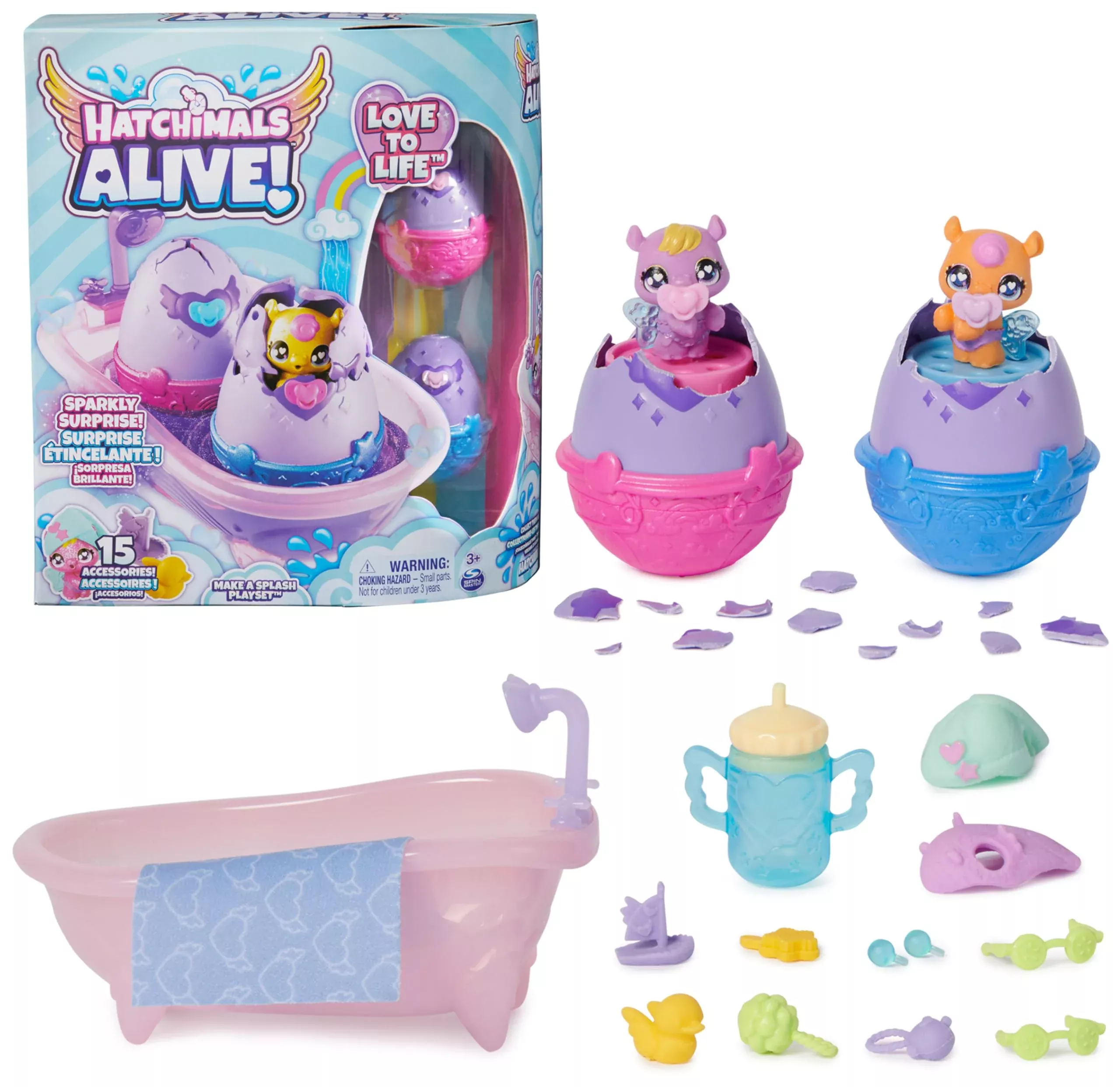Hatchimals Alive Make a Splash Playset with 2 Color-Change Hippo Twins