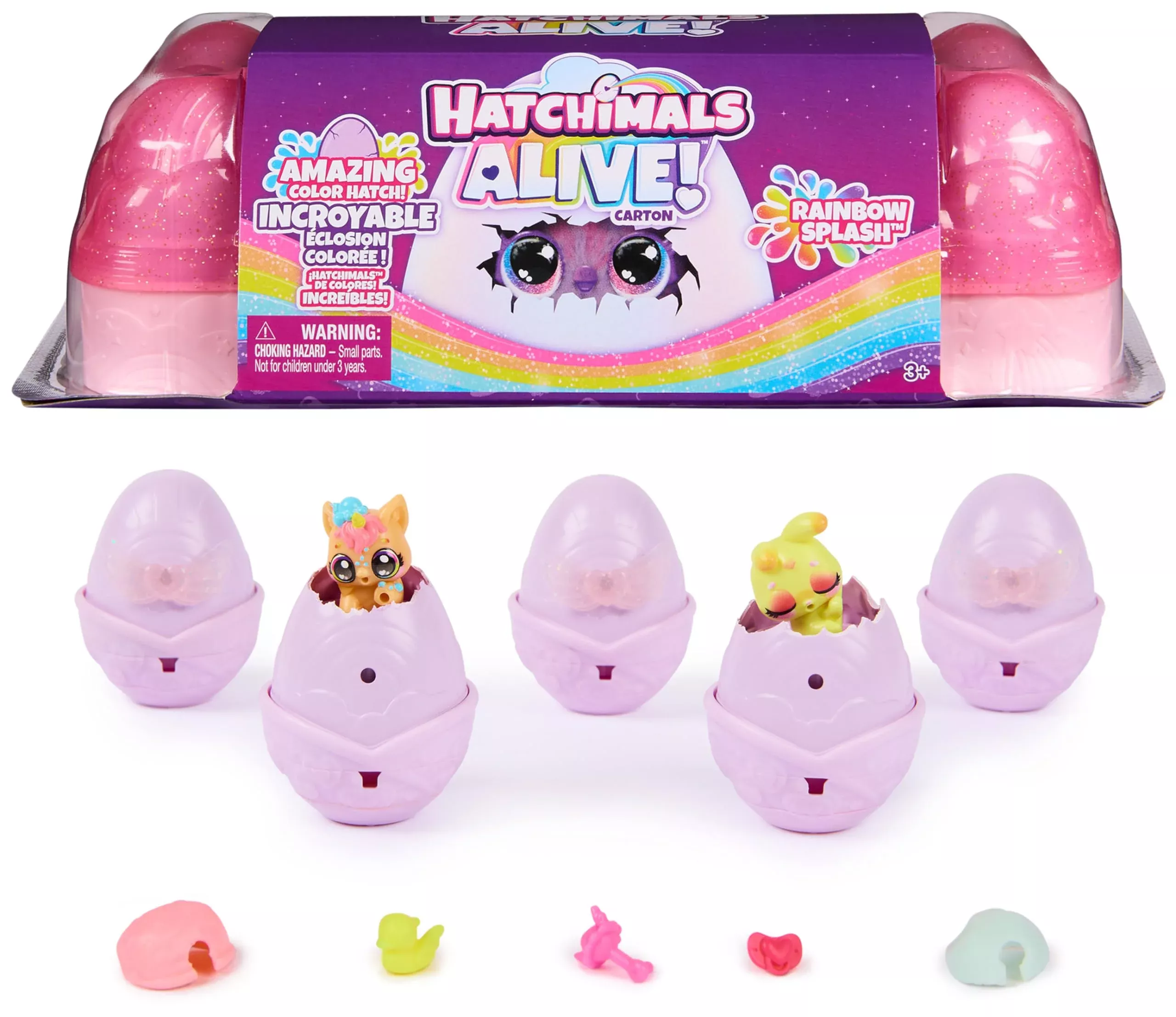 Hatchimals Alive Rainbow Splash Carton with 5 Color Reveal Eggs
