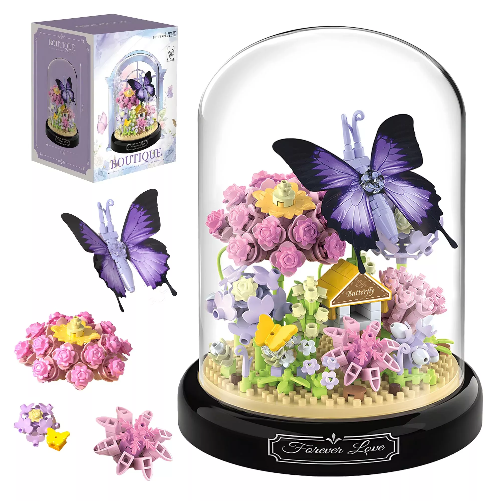 HI-REEKE Bee Flower Building Blocks Set, 582 Pieces, Purple, 5.